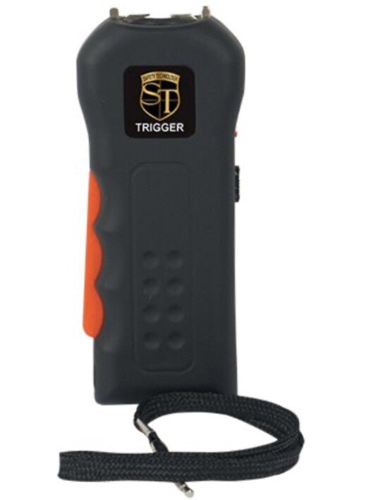 POWERFUL SQUEEZE POLICE Self Defense Black Stun Gun Rechargeable LED FLASHLIGHT