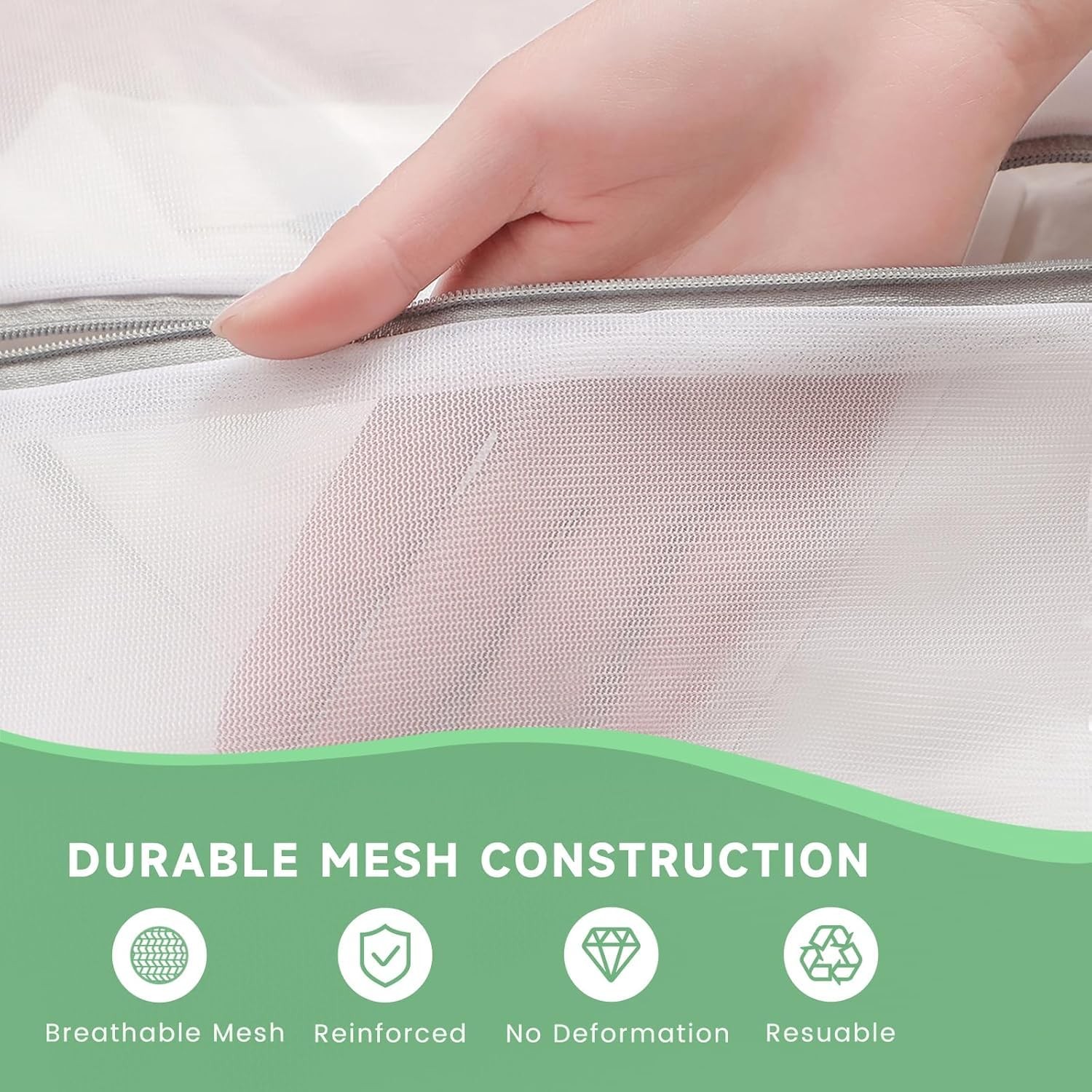 Laundry Bags Mesh Wash Bags, Durable Delicate Bag for 4 Large, white