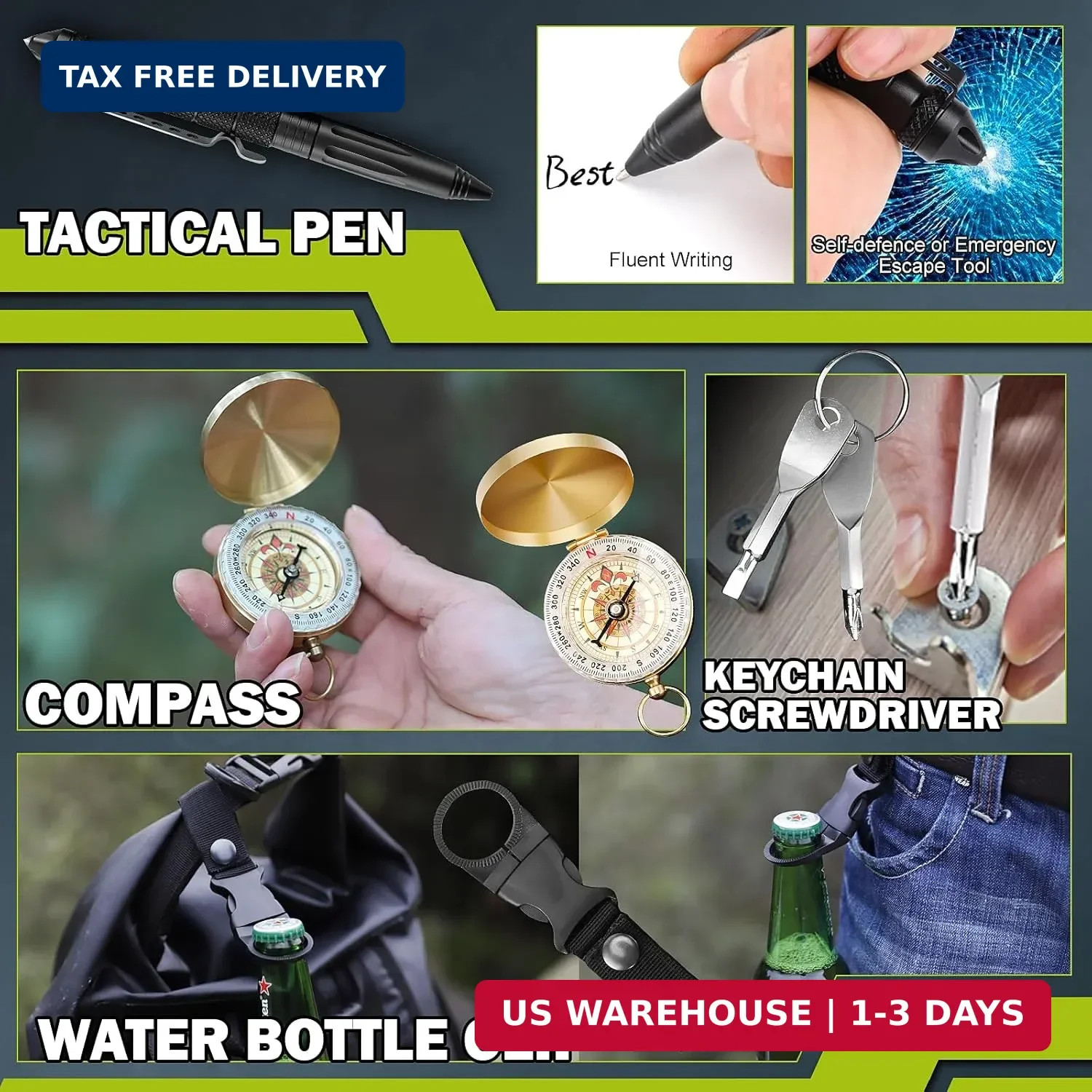 Survival Kit 17 in 1, Survival Gear and Supplies for Adult Teen Men, Survival Ca
