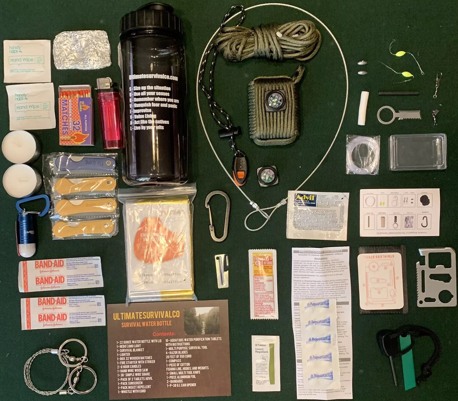 Emergency Survival Water Bottle – Survival Kit Bug out Bag Zombie Hurricane