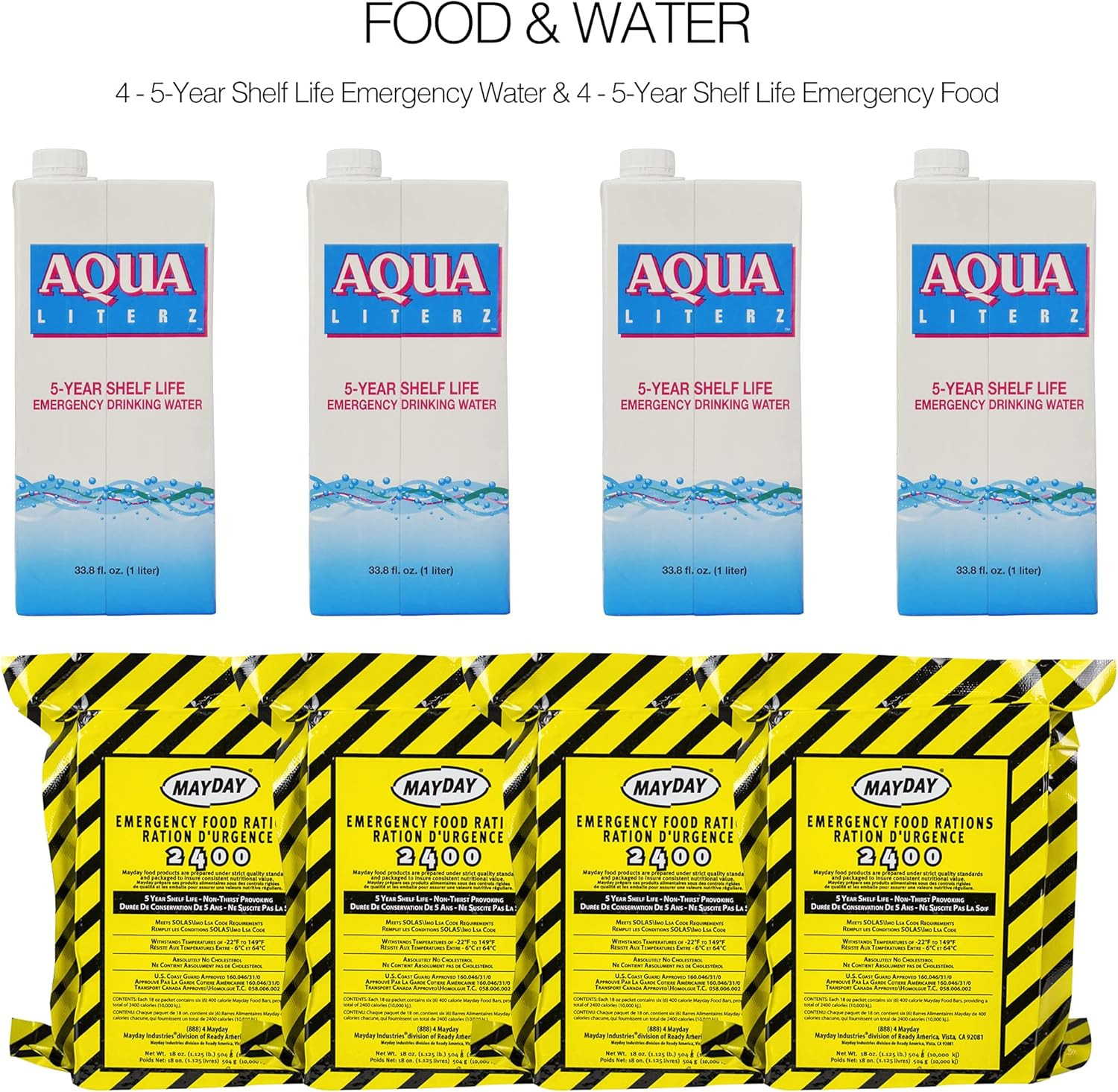 Deluxe 72-Hour Emergency Kit for 4, Complete Disaster Preparedness Backpack