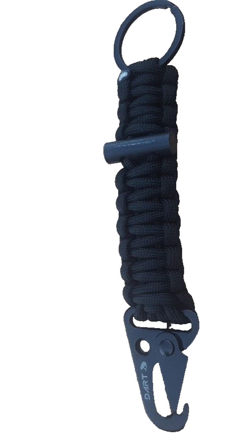Paracord Survival Key chain with HK Hook & Fire Starter Black