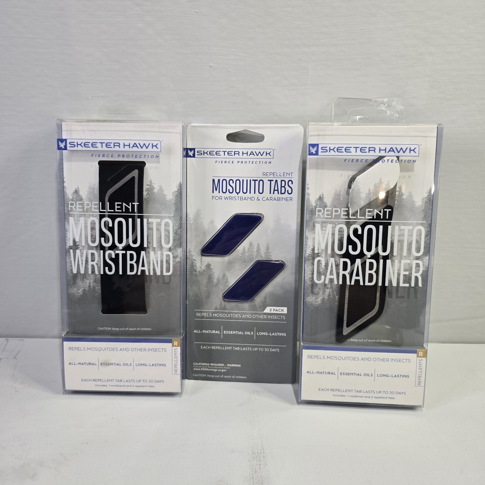 Skeeter Hawk Mosquito Repellent Bundle Wristband Carabiner & Refill Tabs Natural