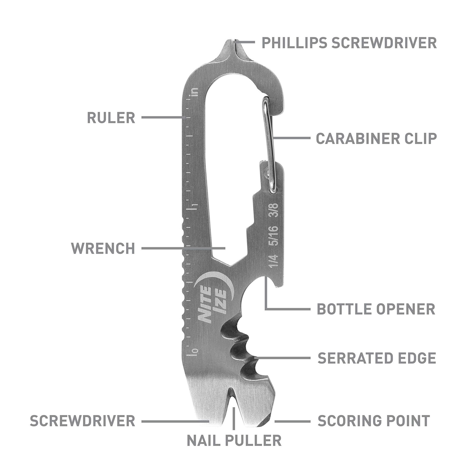 Nite IZE KMTSE-11-R3 DoohicKey Keychain Multi Tool, 1 Count (Pack of 1), Stai…