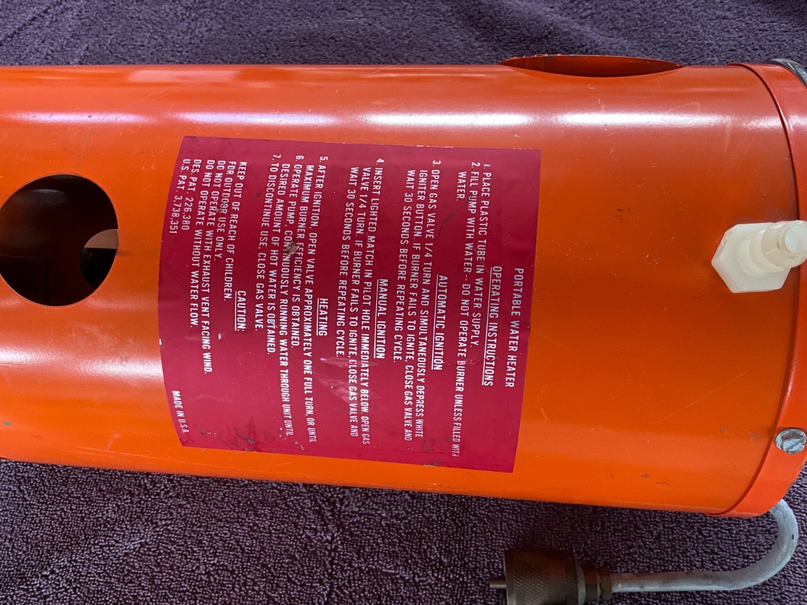Little Sizzler Vintage Portable Water Heater Propane Camping Off Grid USA prep