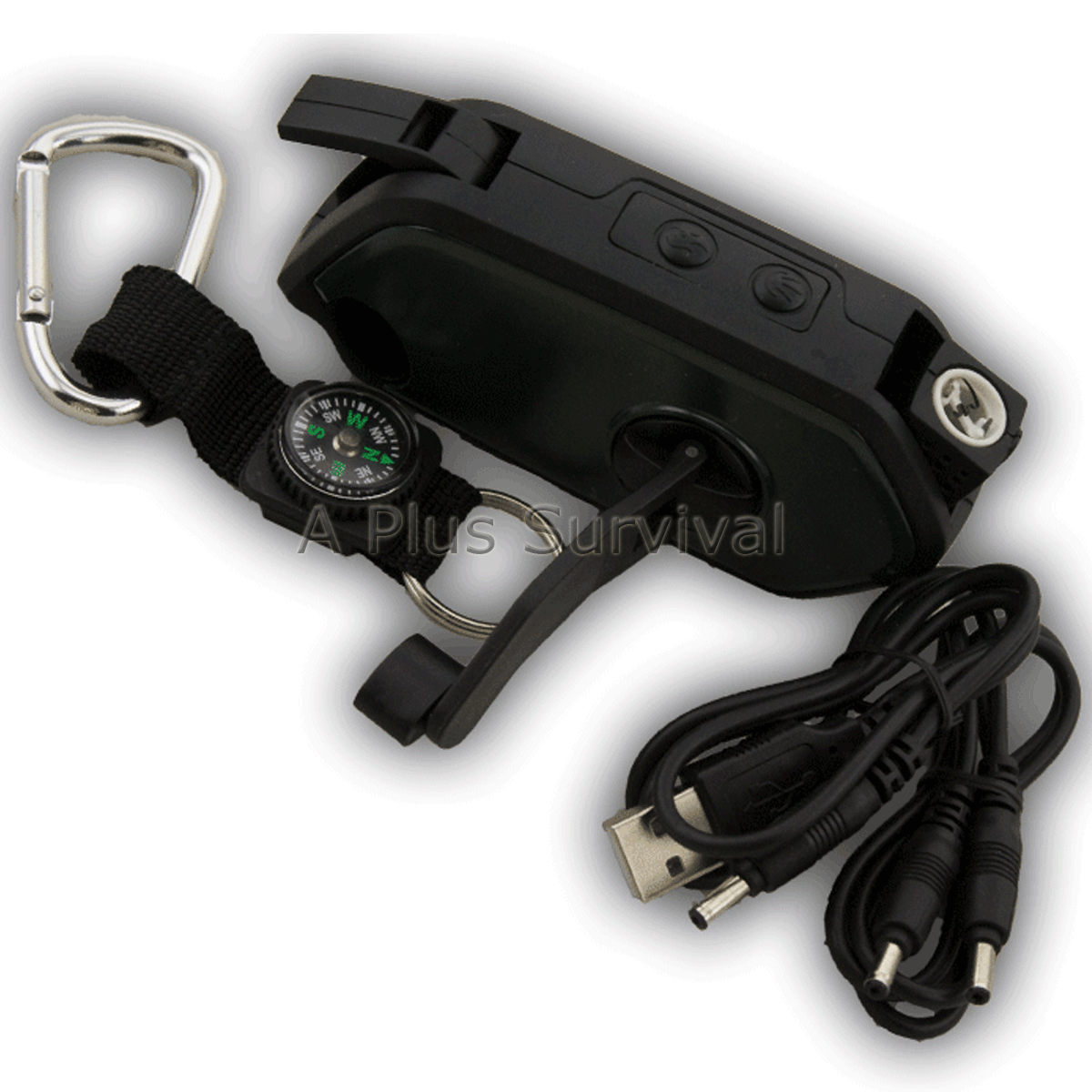 6 in 1 Survival Tool Compass Fire Starter LED Light Cell Phone Charger Whistle