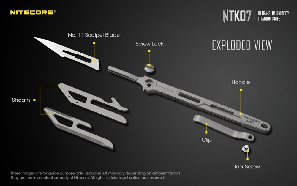 Nitecore NTK07 Titanium Knife – EDC Everyday Carry Knife with Replaceable Blade