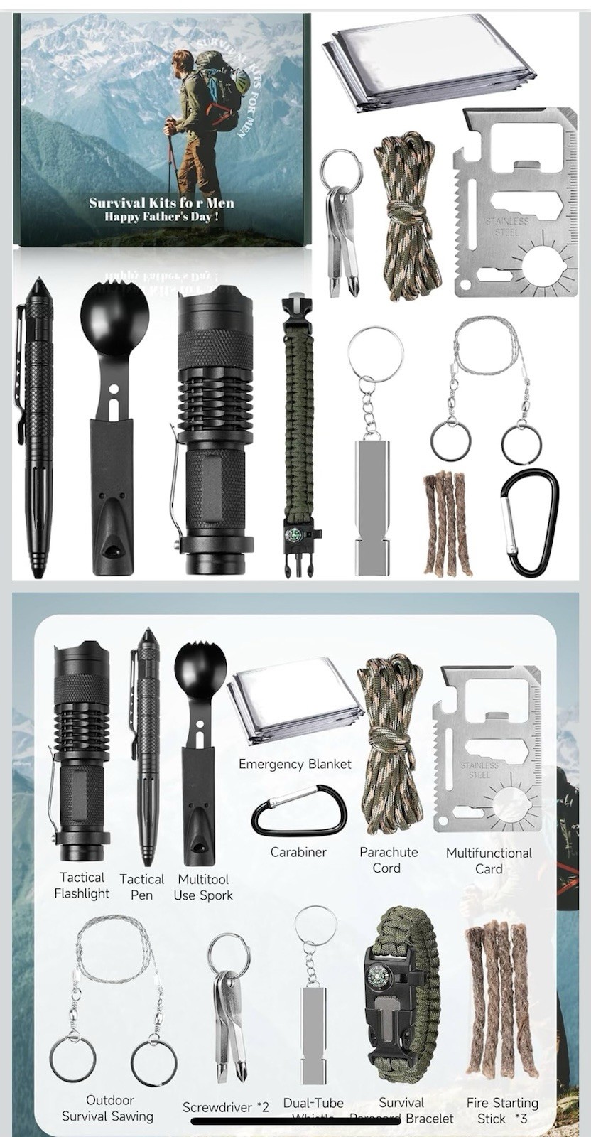 Camping Outdoor Survival Tool Kit Gift Set | Lightweight Emergency Gear