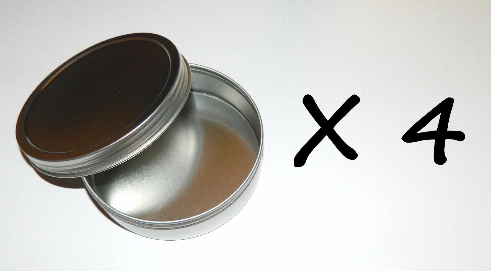 4 x 8 oz Round Metal Screw Top Lid Cover Survival Crafts Storage Tin Container
