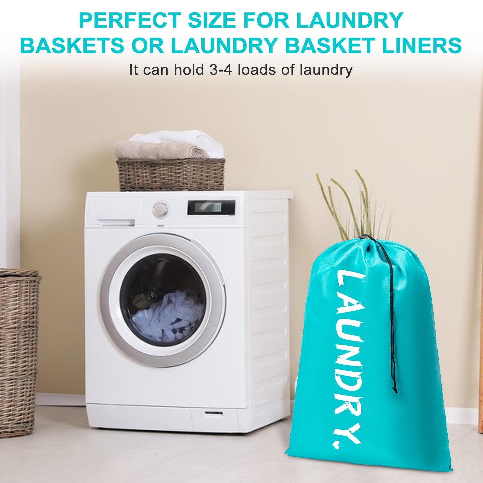 2 Pack XL Travel Laundry Bag, Machine Washable 24″x36″ |2 Pack, Blue+Red
