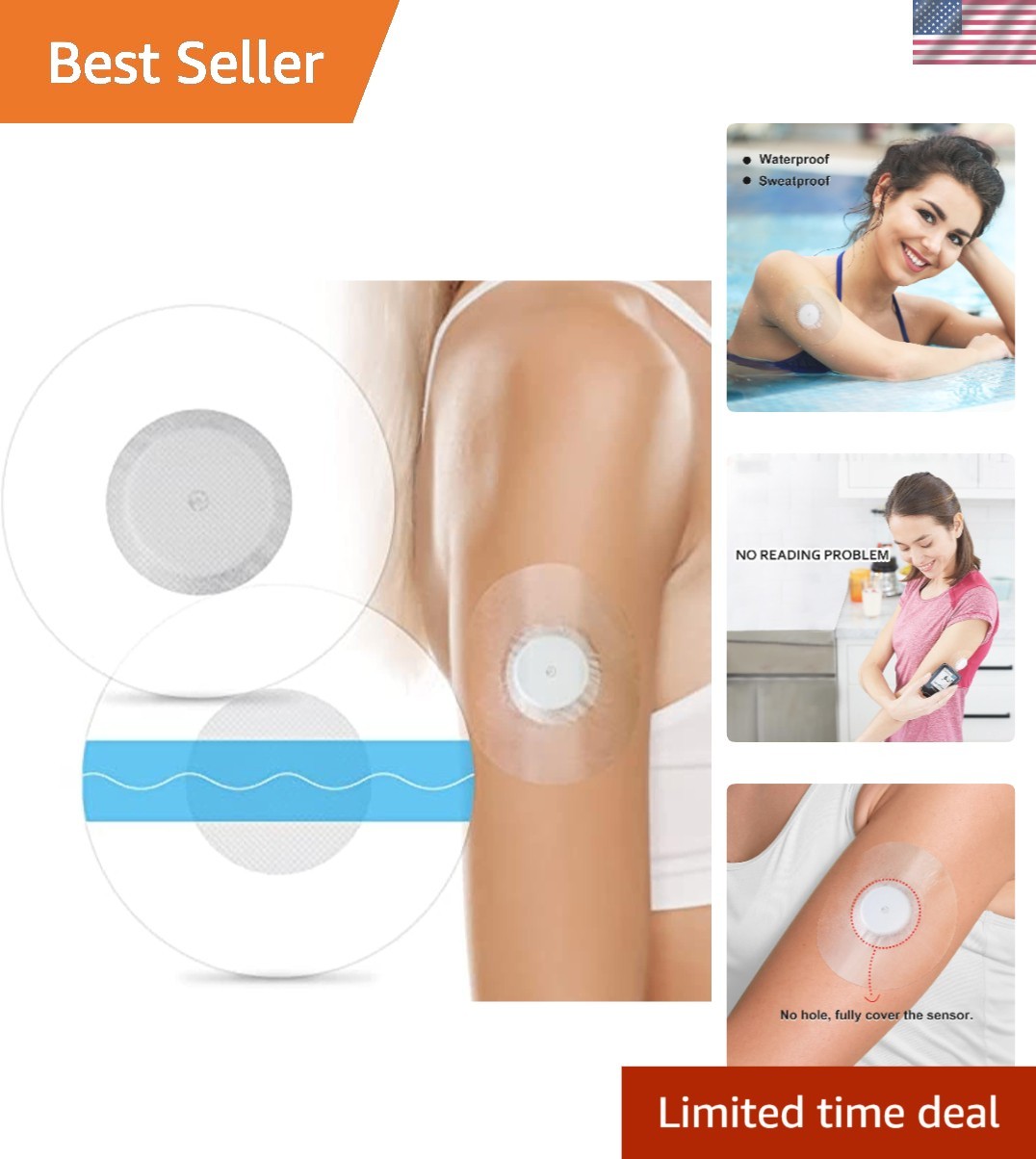 60-Pack Waterproof Libre Sensor Covers – Hypoallergenic & Long-Lasting Adhesive