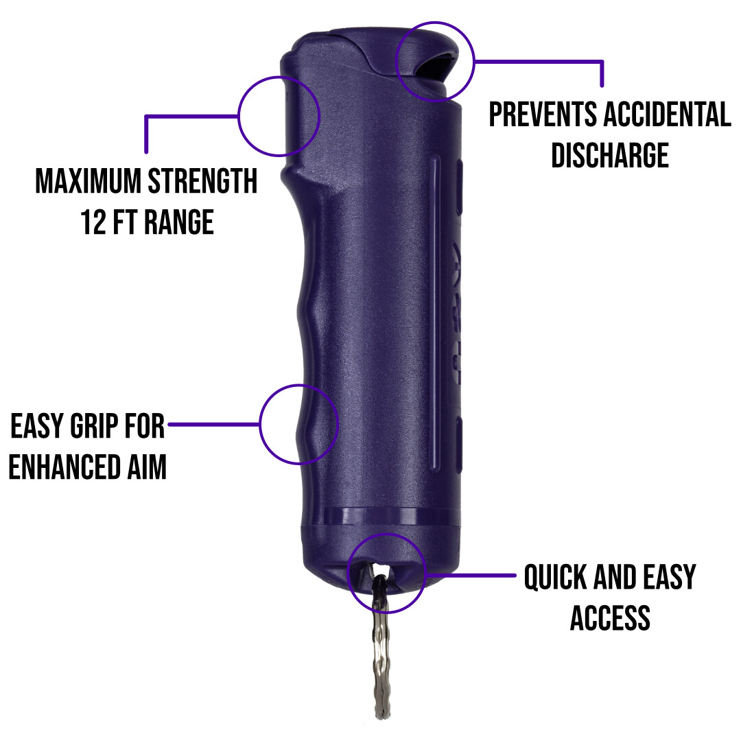 POLICE MAGNUM Keychain Pepper spray Self Defense- 1 Pack .50oz Purple Flip Top