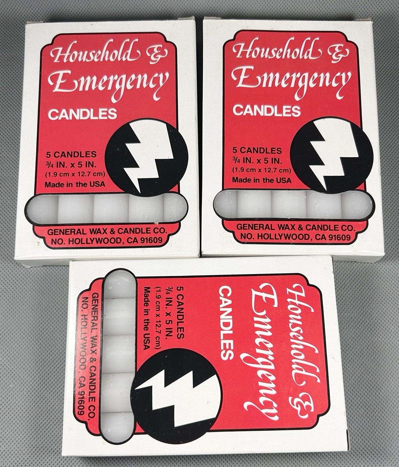 Vtg Candles Household & Emergency 3/4” X 5” General Wax Lot 3 Camping Made USA