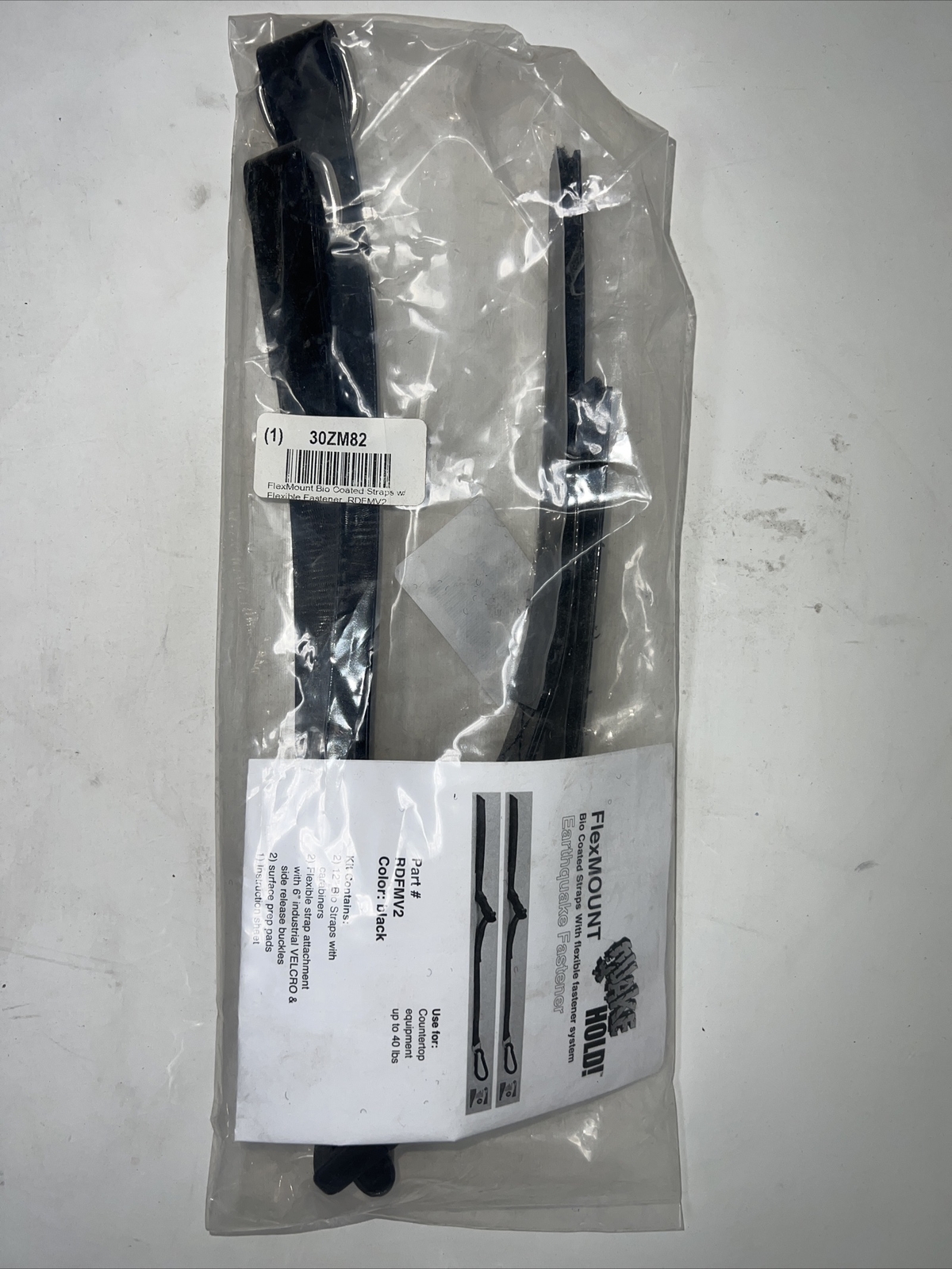 QUAKEHOLD! RDFMV2 Flex Mount Fastener, Black, 100 lb.