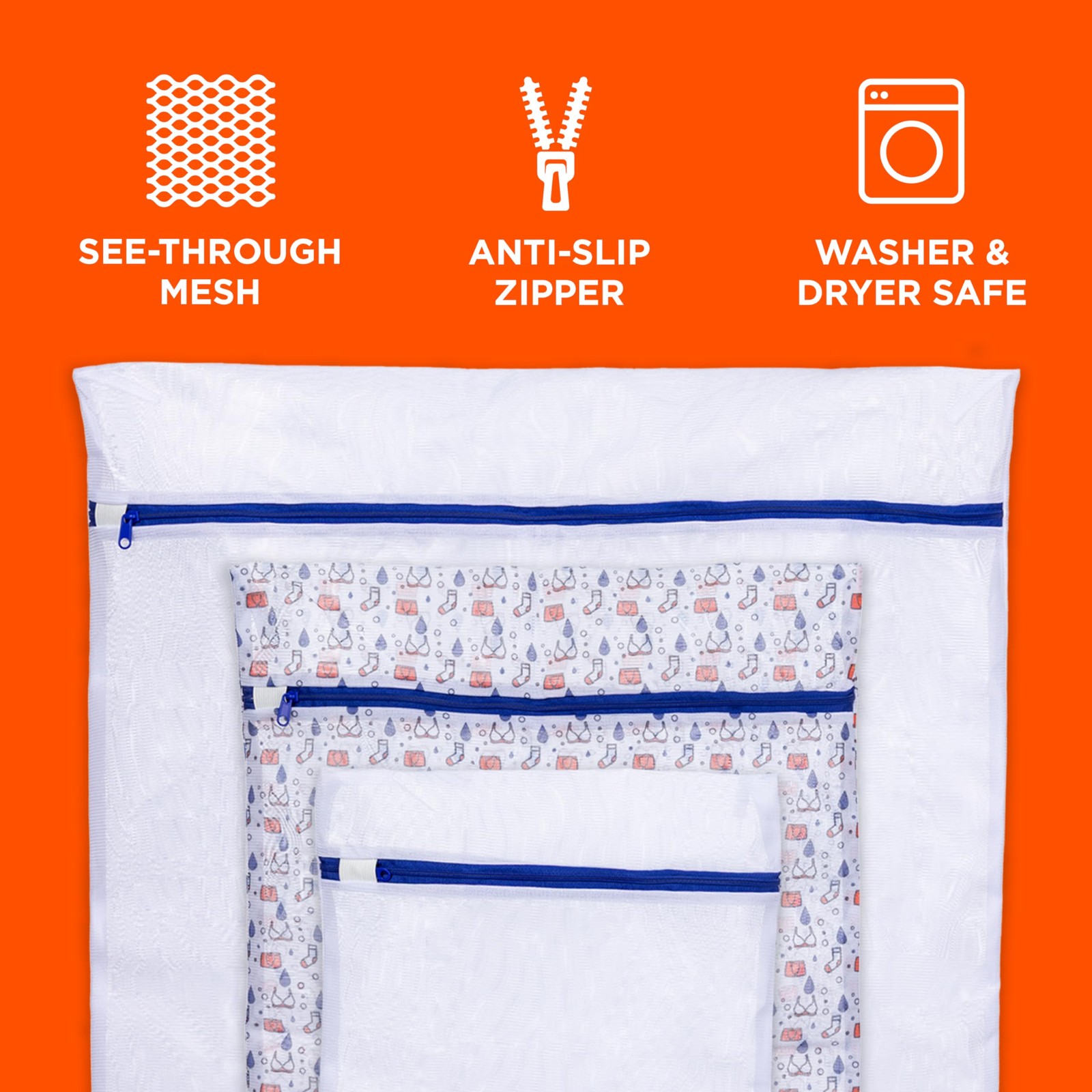 Tide Delicate Clothes Mesh Wash Bags for Machine, 3 Small, Medium, Large