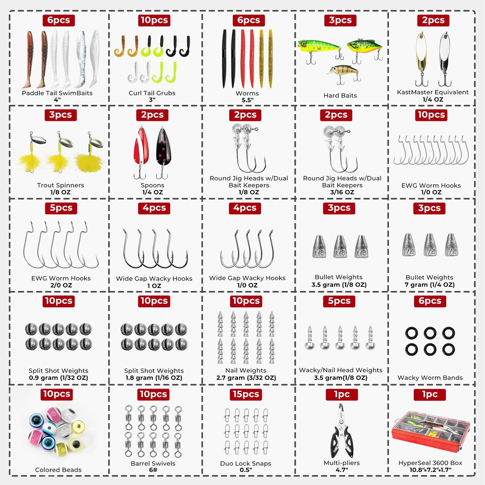 MadBite by KastKing 143pcs Freshwater Fishing Lure Kit, Includes Crankbaits,…