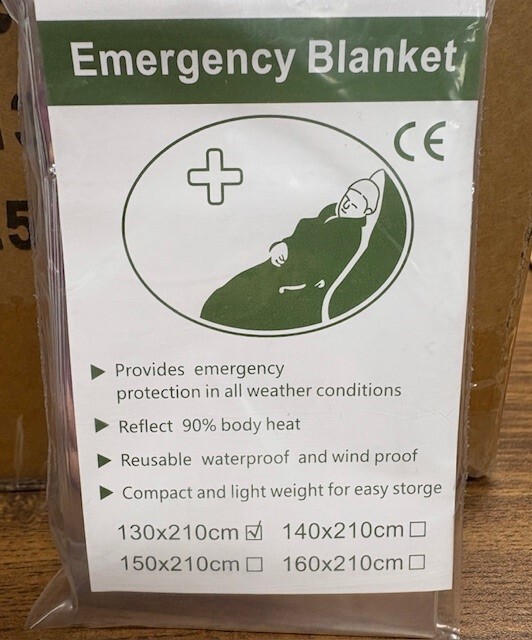 250 Emergency Survival Safety Mylar Solar Blankets. Reusable. Water/Wind Proof