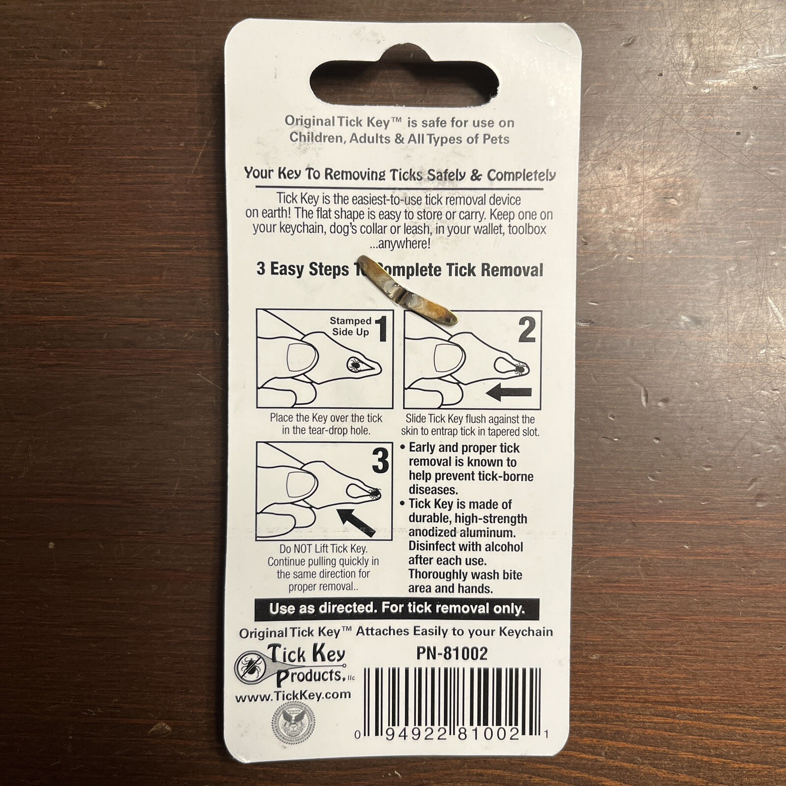 (3) Original TICK KEY Tick Removal Device For Kids Adults Pets USA Made Aluminum