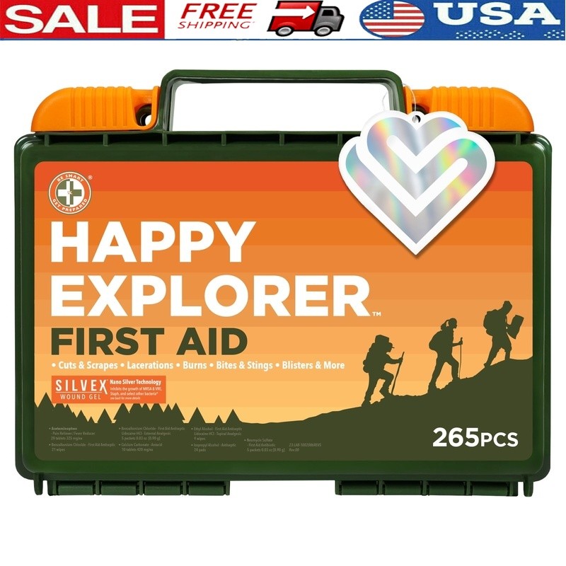 Outdoor First Aid Kit 265 Pieces Camping Hiking Travel Durable Plastic Case New