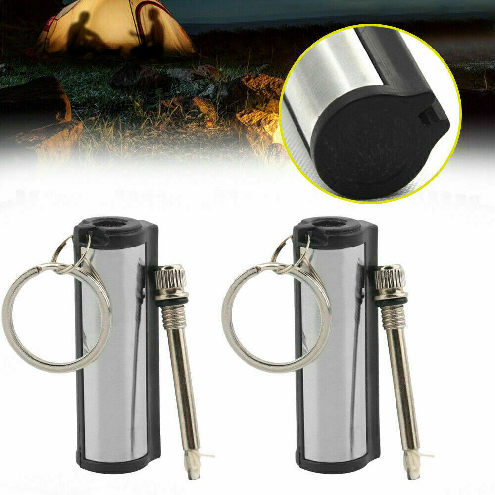 2x Outdoor Fire Starter Permanent Match Lighter Survival Tool Flint Keychain US