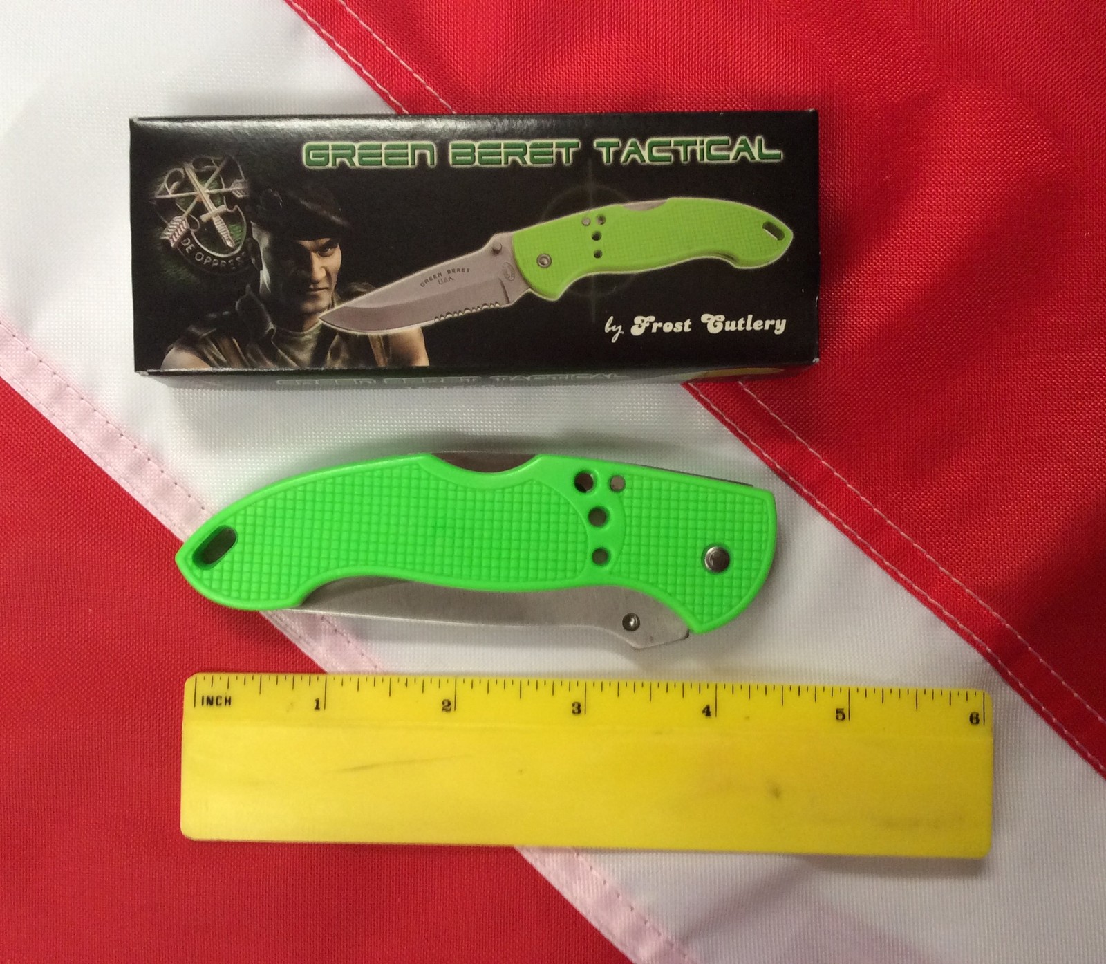 Green Beret Tactical Knife SS Lockback emergency lightweight pocket bug out bag