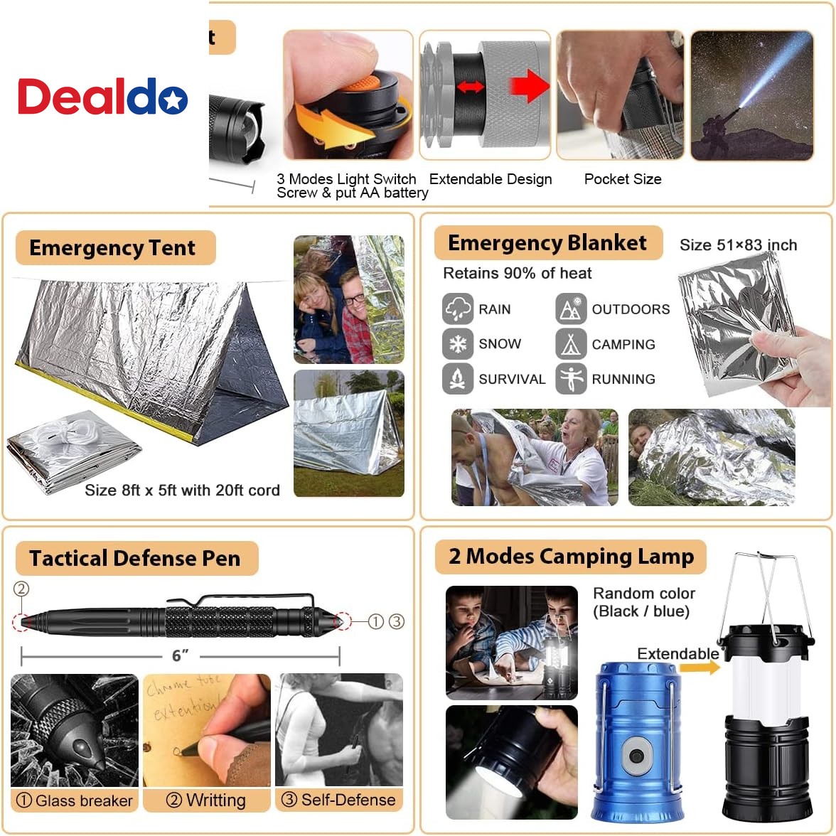 Survival Kit, 250Pcs Survival Gear First Aid Kit with Molle System Compatible Ba