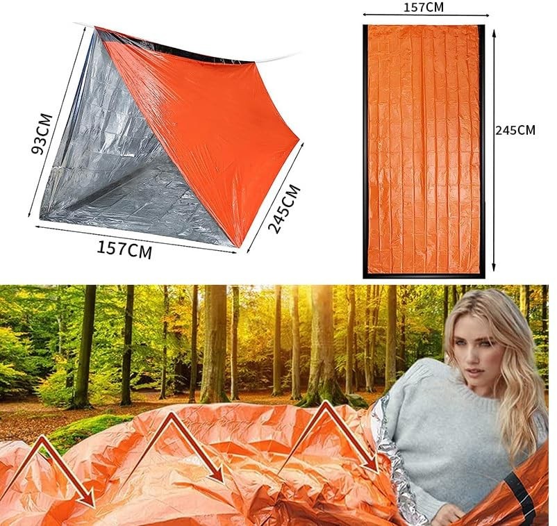 2 Person Emergency Shelter Survival Tent Kit Mylar Tube Sleeping bivy Bag Wat…