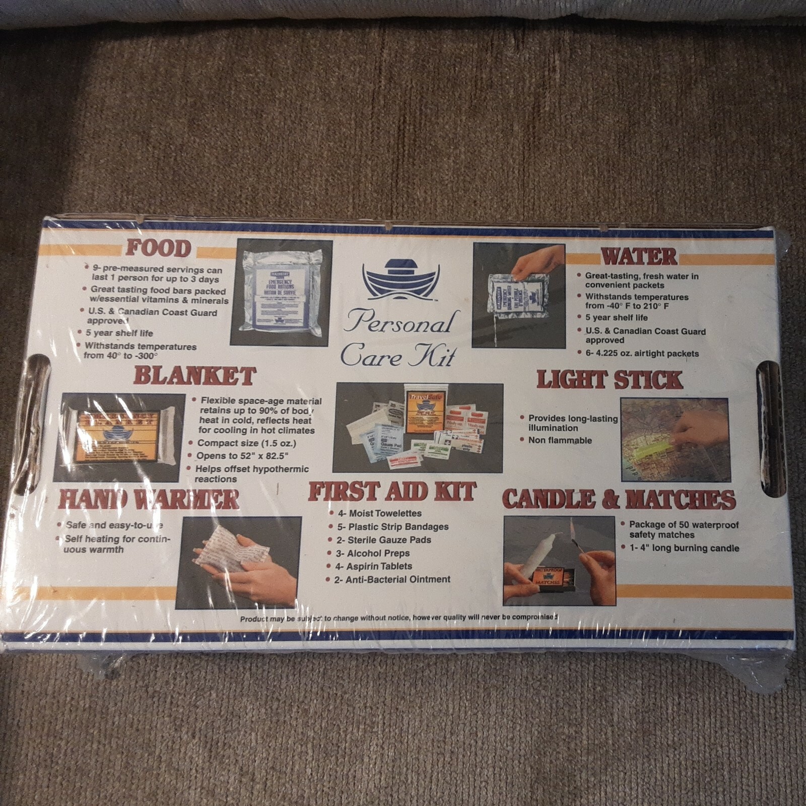 NEW SEALED – THE ARK Personal Care Survival Kit – Food Water Blanket First Aid