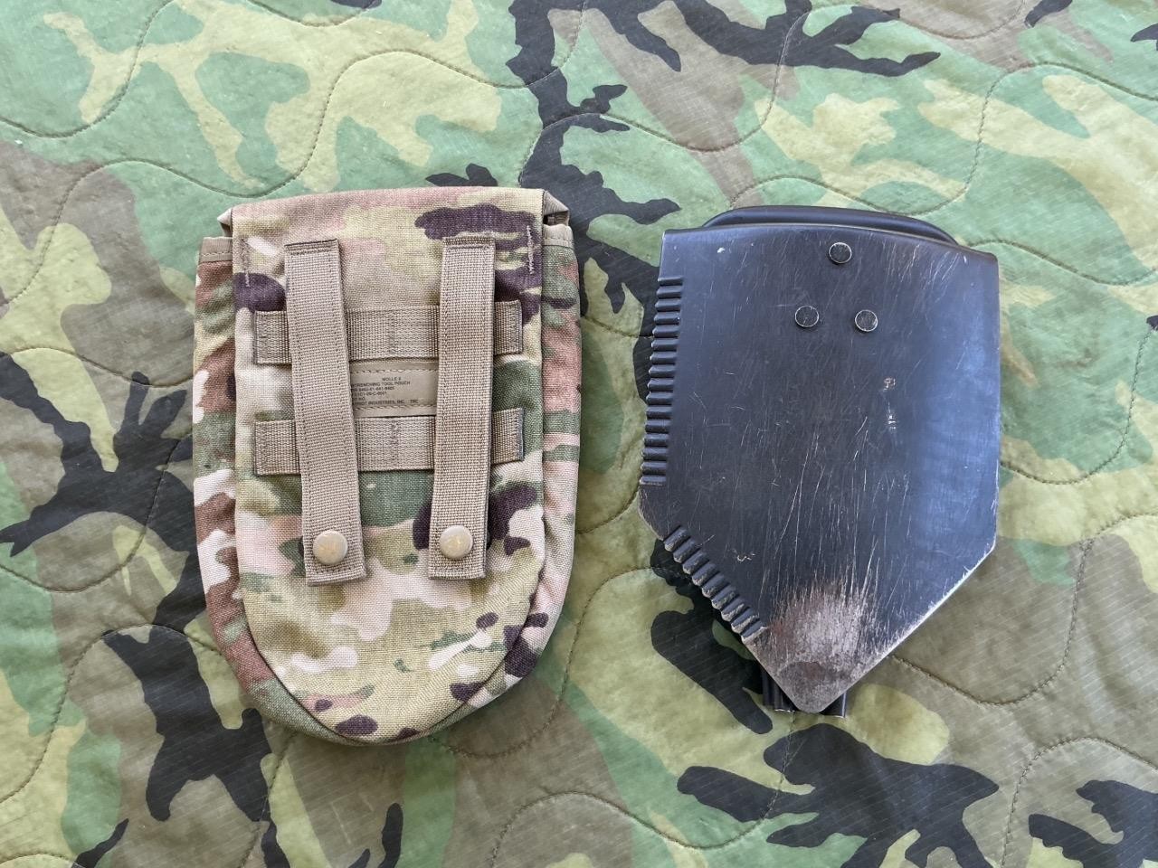2011 Army Military Surplus Entrenching E Tool Shovel & Multicam Pouch Carrier GI