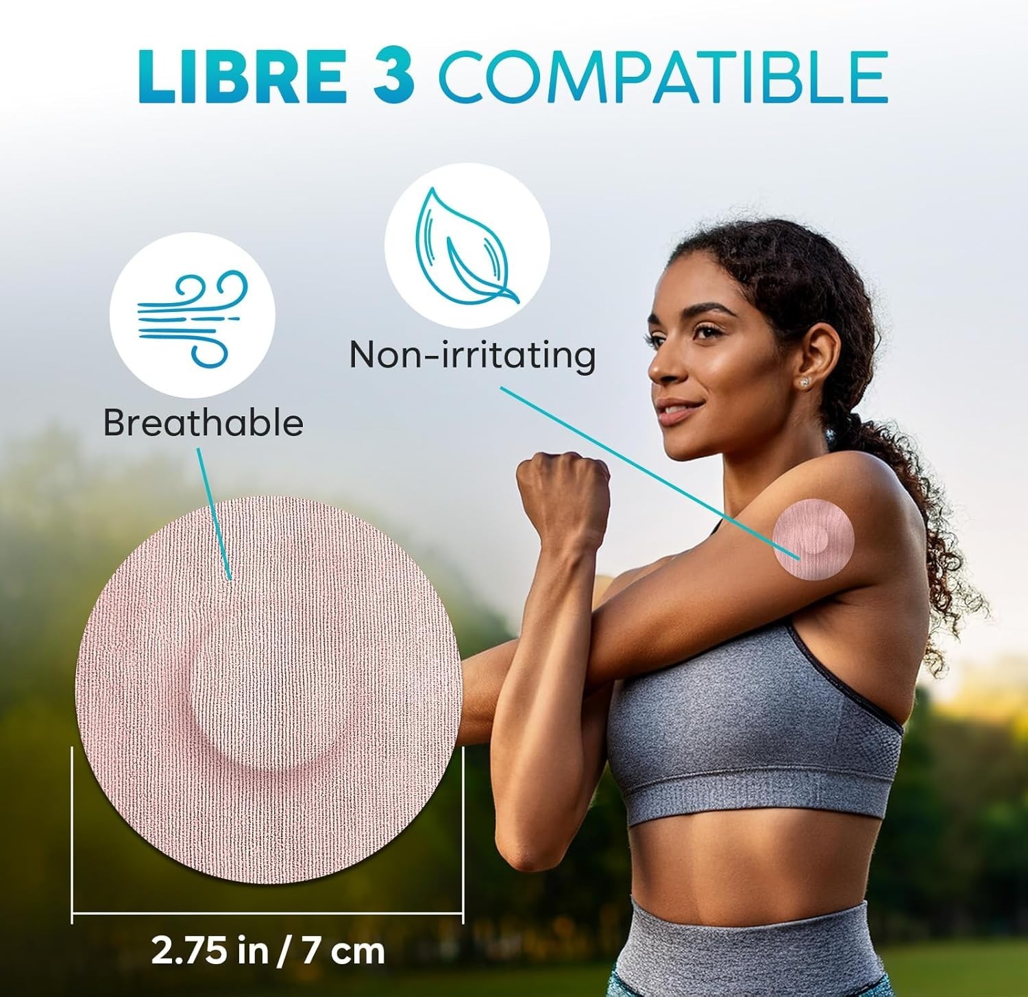 Easy-Apply Beige Sensor Covers for Freestyle Libre 3 – 20 Patches for Sports Use