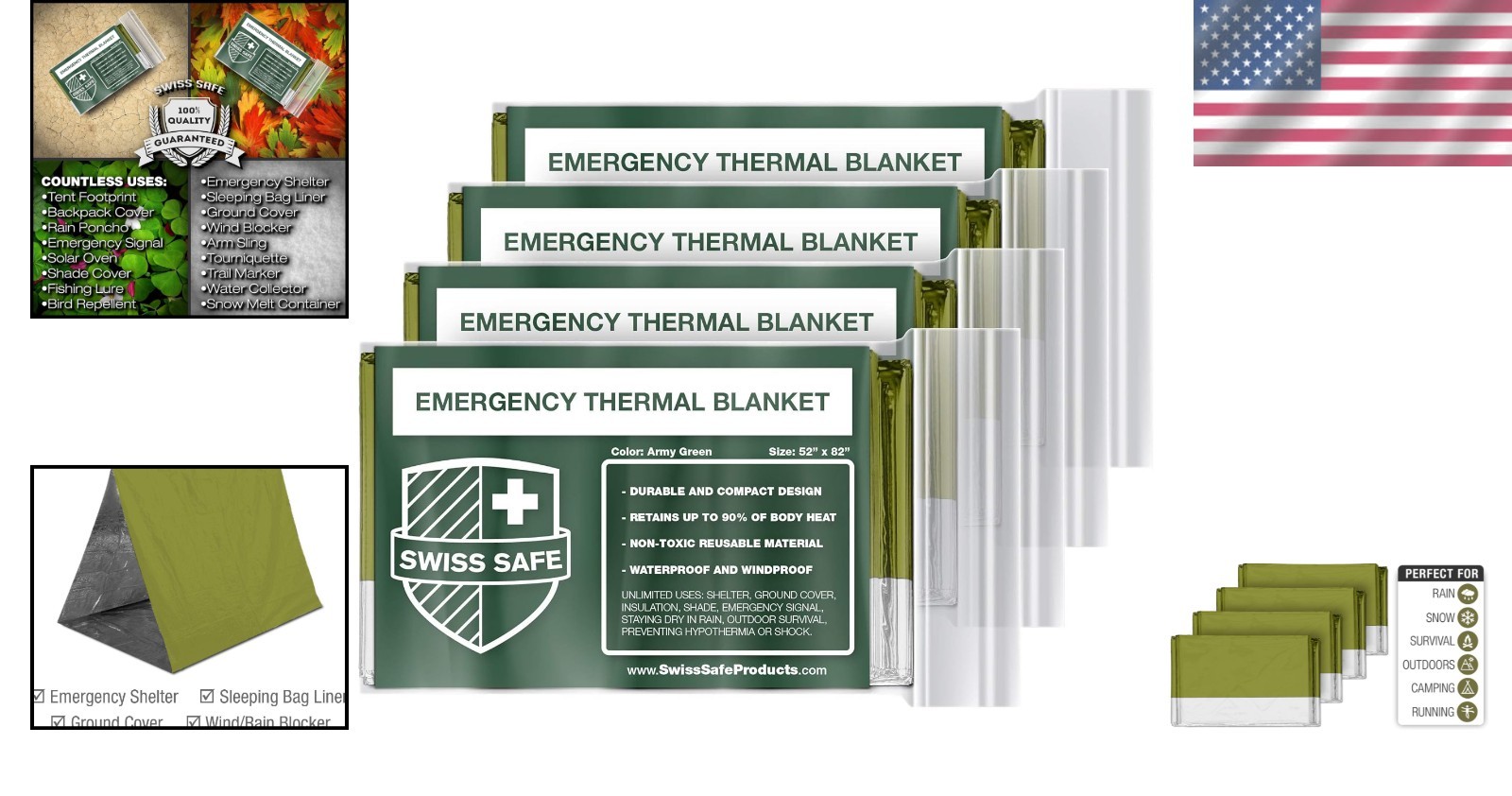 4 Mylar Emergency Blankets – Lightweight, Waterproof for Outdoor Safety