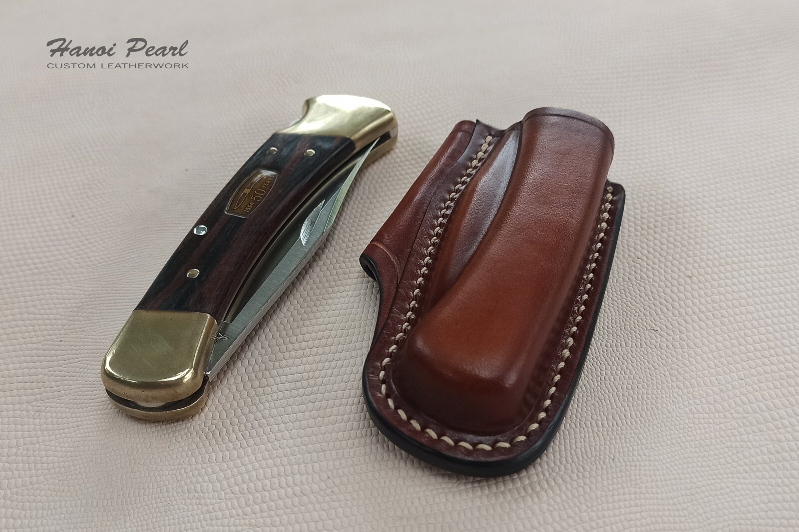 Buck 110 Custom Sheath | Strongside Horizontal Carry Leather Sheath