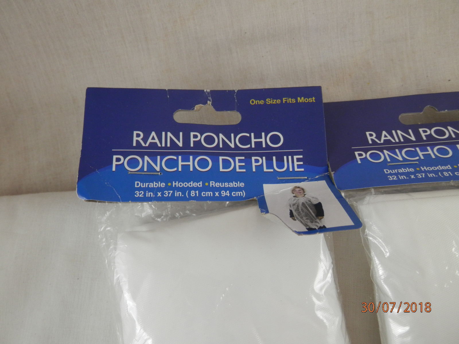 Emergency Rain Poncho Hooded Pair set of 2 One size NEW 32″ x 37″