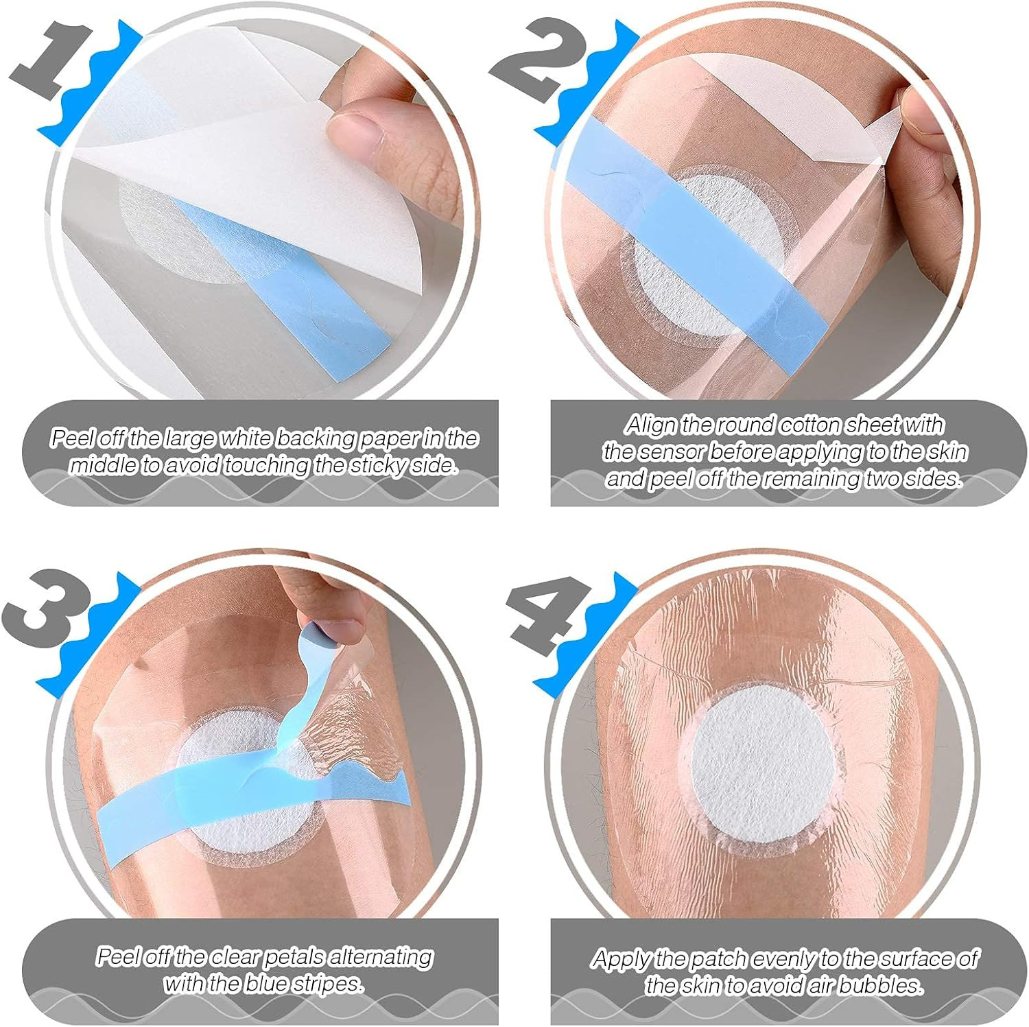 Freestyle Libre Sensor 48 Pack Covers Waterproof 2 Adhesive Patches Transparent