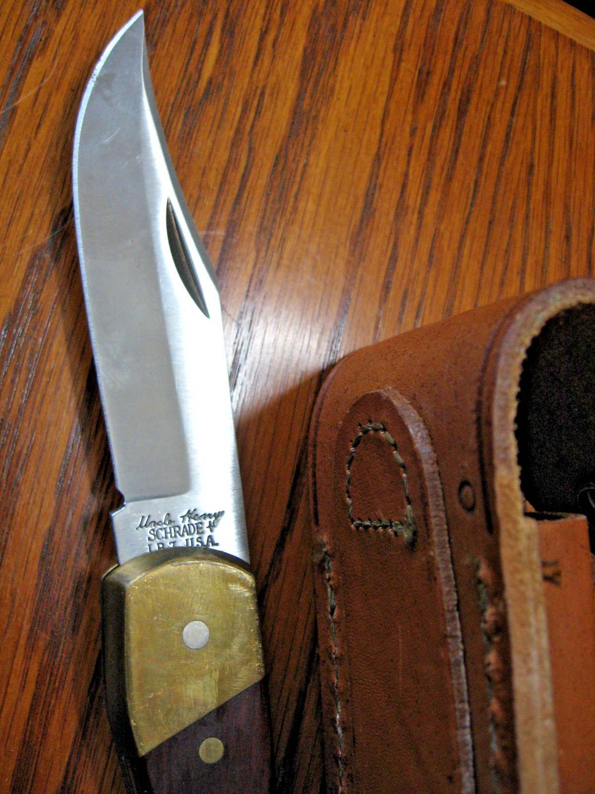 rmk99 Uncle Henry Schrade 8.7″ Folding Knife LB7 USA Wood Handle w/Sheath st135