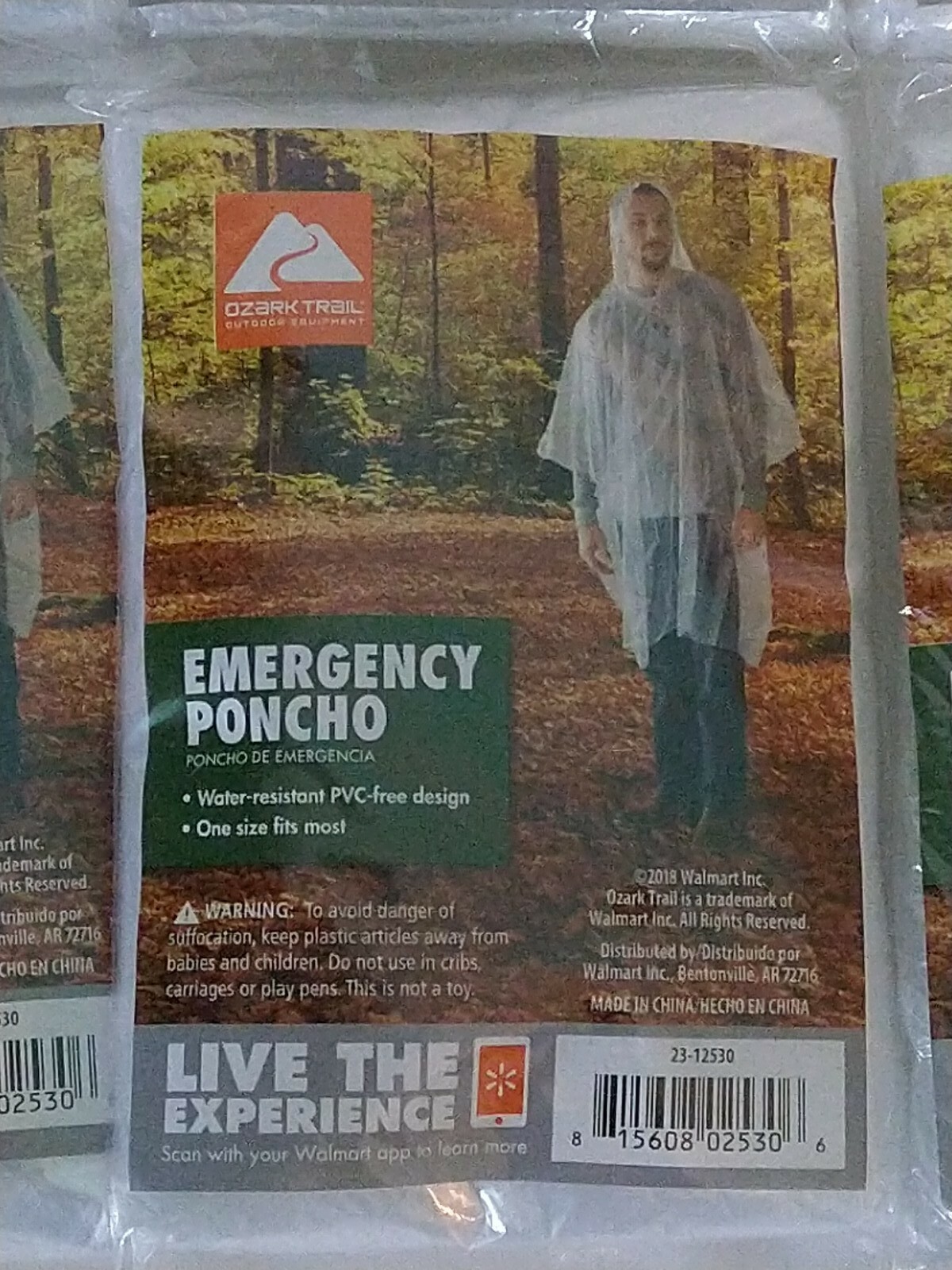 LOT OF 12 | OZARK TRAIL EMERGENCY HOODED PONCHO RAINCOAT ONE SIZE FITS MOST
