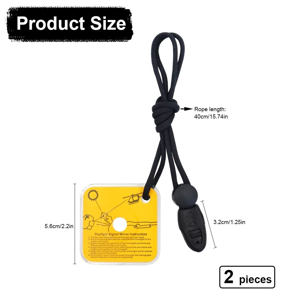 2 Pack Signal Mirror, Survival Mirror with Whistle, Emergency Reflective …