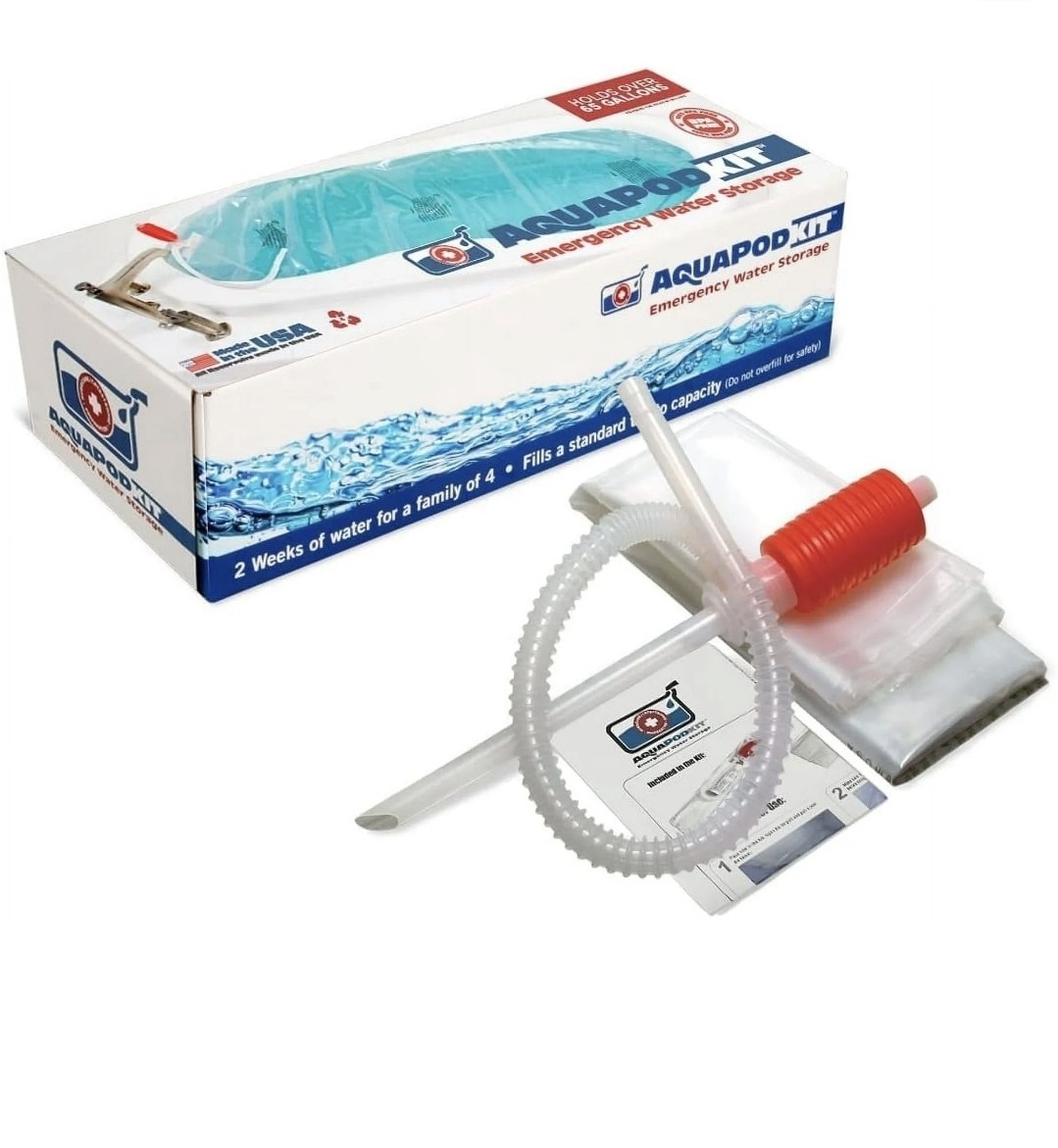AquaPod Kit 65 gal Emergency Water Storage Drinking Water Container Home Bathtub