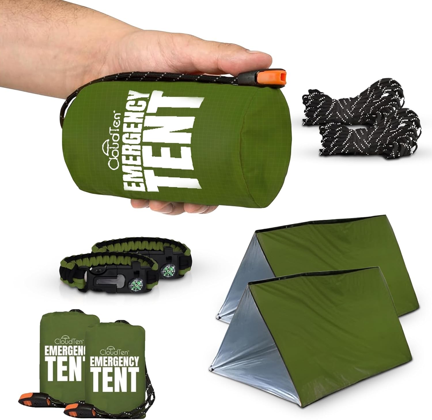 Emergency Tent: Lightweight 2 Person Survival Tent with Multi-Function Paracord