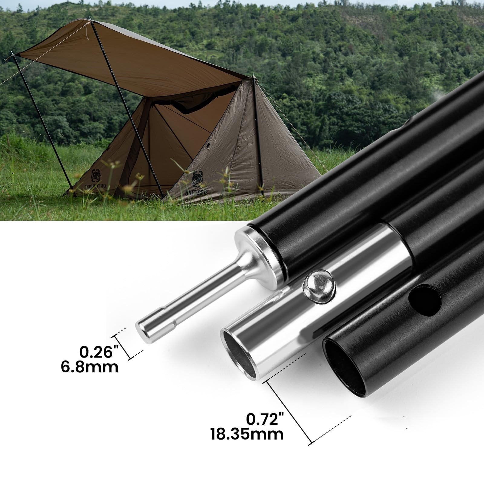 ONETIGRIS Upgraded Tent Poles – Set of 2 Adjustable Telescoping Tarp Poles,…