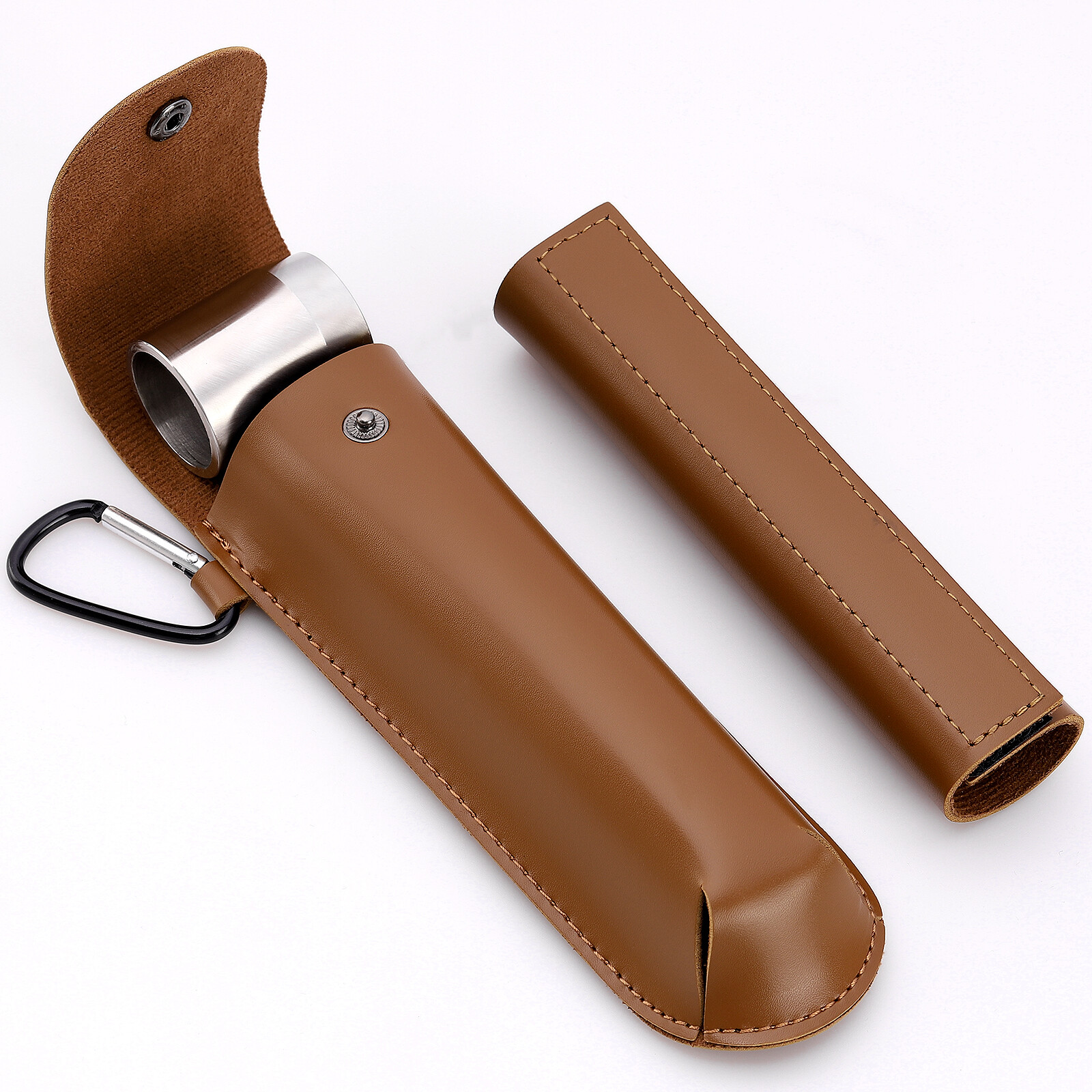 Hand Auger Wrench 1X 6.3in Stainless Steel Manual Drill with Brown Leather Case