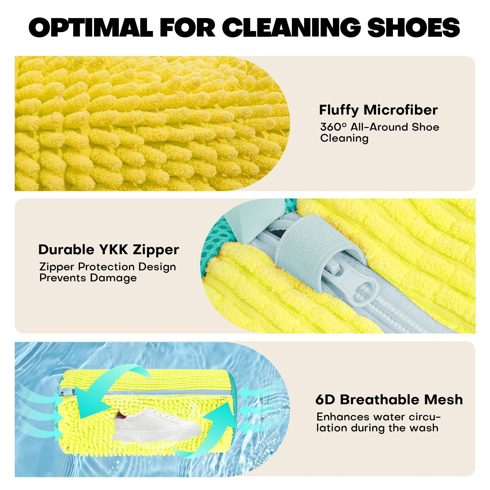 Shoe Washing Machine Bag: Laundry Bag for 15″L x 7″W x 7″H, Yellow 2pcs
