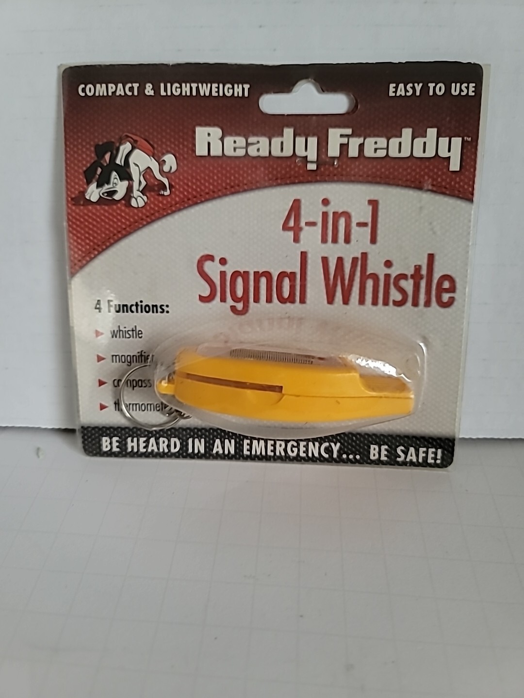 Ready Freddy 4 in 1 Signal Whistle in trouble w/ thermometer,compass,magnifier