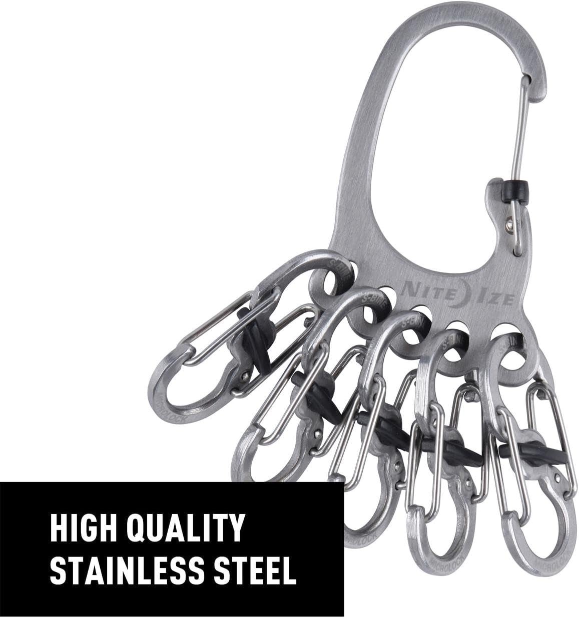 Nite Ize BigFoot Locker KeyRack Carabiner w/ 5 Locking S-Biner Clips Silver