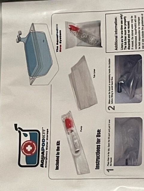 AquaPod Kit 2.0 Emergency Water Storage 65 gal Drinking Water Home BPA Free