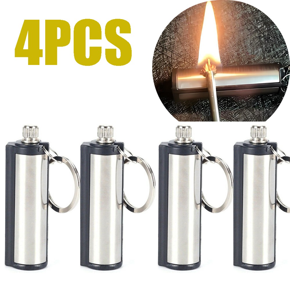 4Pcs Permanent Match Keychain Emergency Lighter Waterproof Survival Camp Tool
