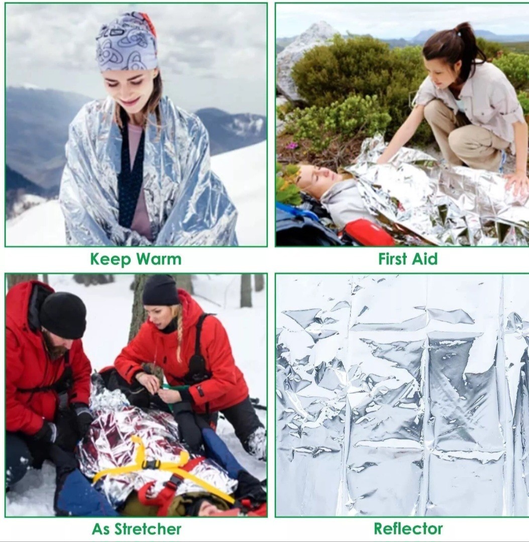 2 PCS Emergency BLANKETS Thermal Survival Safety Insulating Mylar Heat 84″ X52″