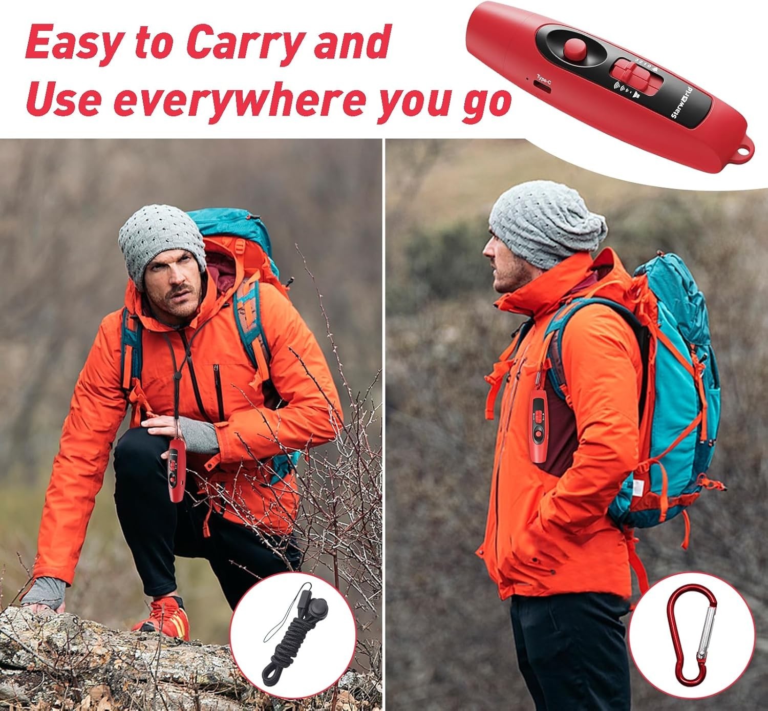 Rechargeable Bear Horn – 120Db Electronic Air Horn for Bears with 4 Volume Level