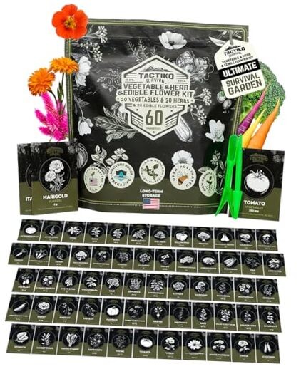 Medicinal & Survival Seed Kit – 60 Heirloom Non-GMO USA Grown Seeds for