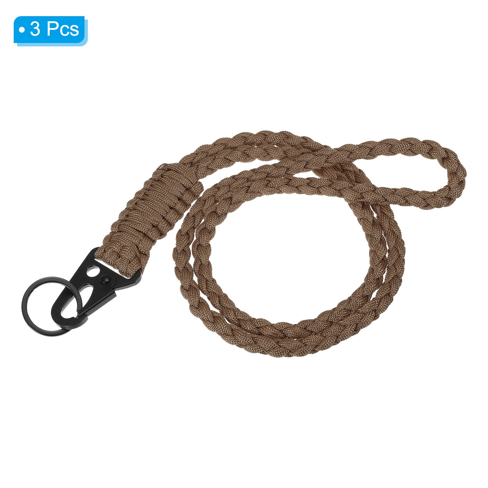 3 Pack 21.7 Inch Paracord Neck Lanyard Keychain Braided Strong Lanyard with Hook